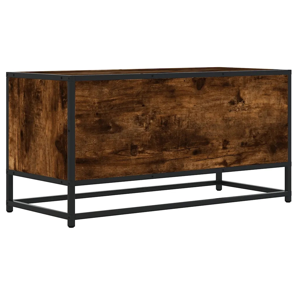 Mobile TV Rovere Fumo 80x34,5x40 cm Legno Multistrato e Metallo 848821