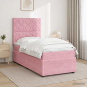 Letto box spring con materasso Rosa 90 x 200 cm Velluto 3454540