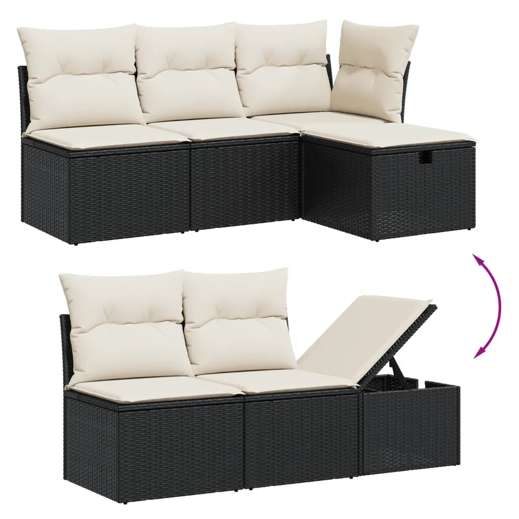 Set Divani da Giardino con Cuscini 7pz Nero Polyrattan 3264836