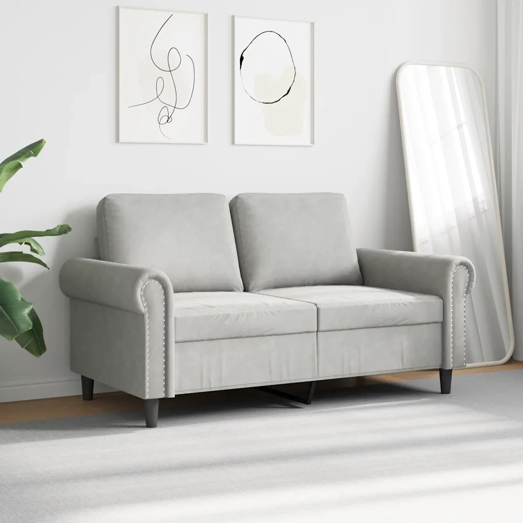 Divano a 2 Posti-Sofa 2 Posti Grigio Chiaro 120 cm in Velluto 696696