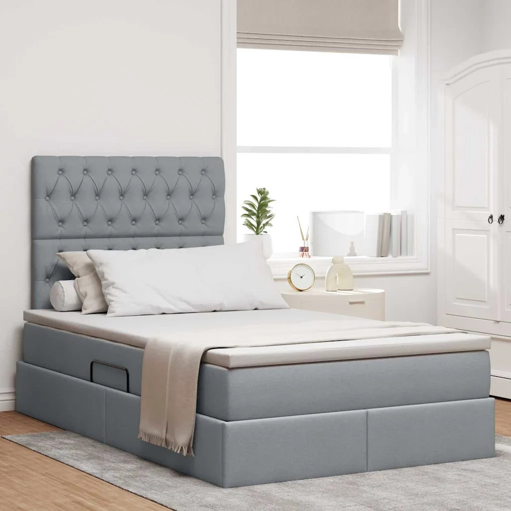Letto con contenitore e materasso Grigio chiaro 120 x 200 cm