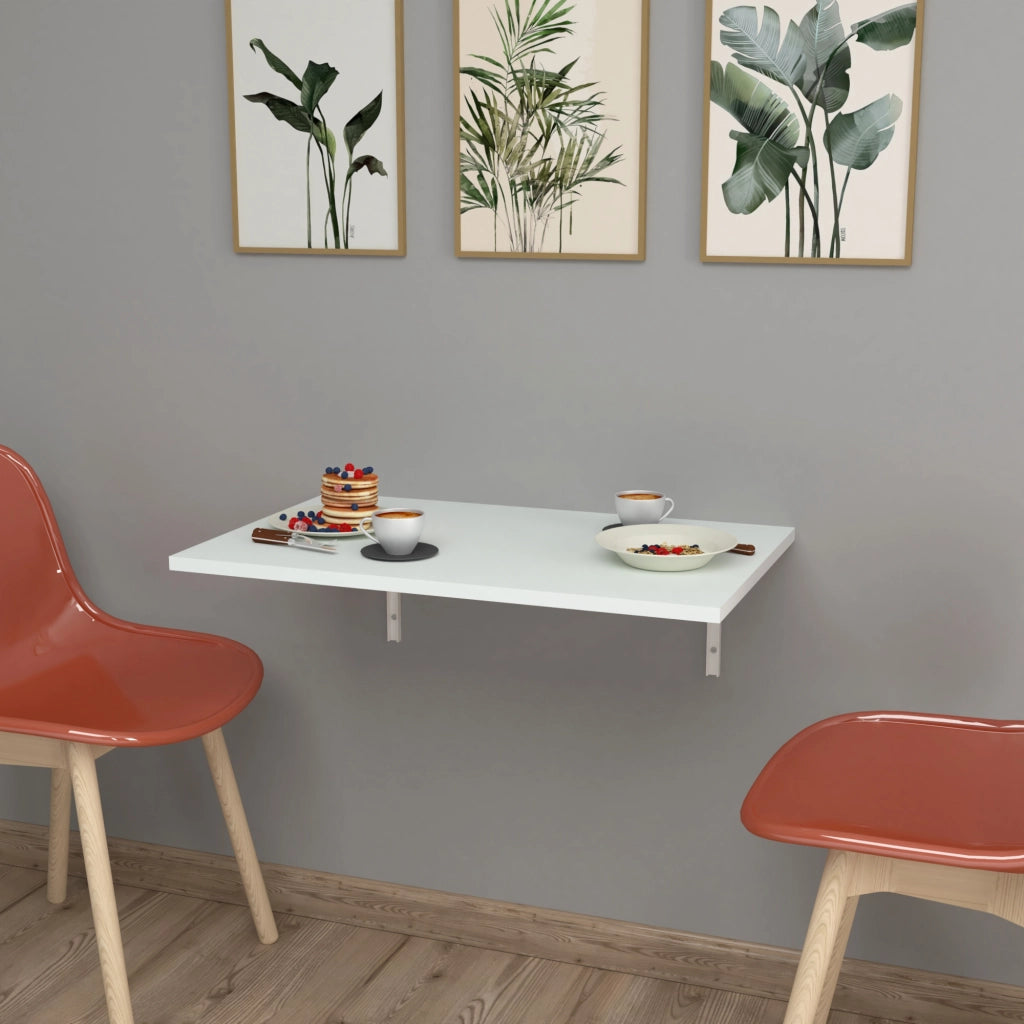 Tavolo da Muro Klepp 72 x 45 cm Tavolo Pieghevole a Ribalta Salvaspazio - Bianco [en.casa]
