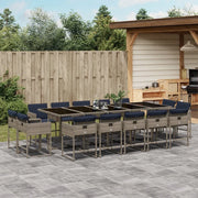 Set da pranzo da giardino da 15 pz con Cuscini in Polyrattan Grigio 3278184