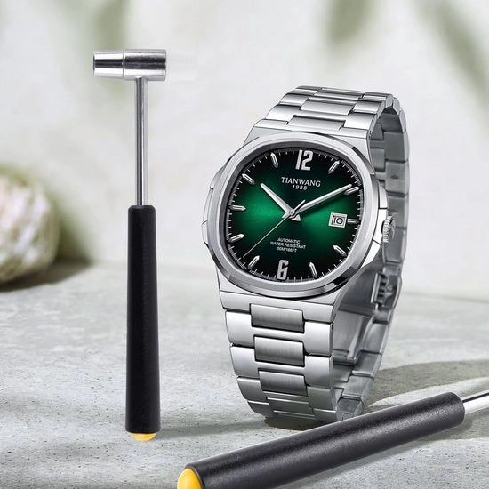 Hammer in gomma - Costruzione duratura - Testa doppia - Dimensione compatta - Peso leggero - Efficiente per riparazioni orologiere - 40 x 150 mm