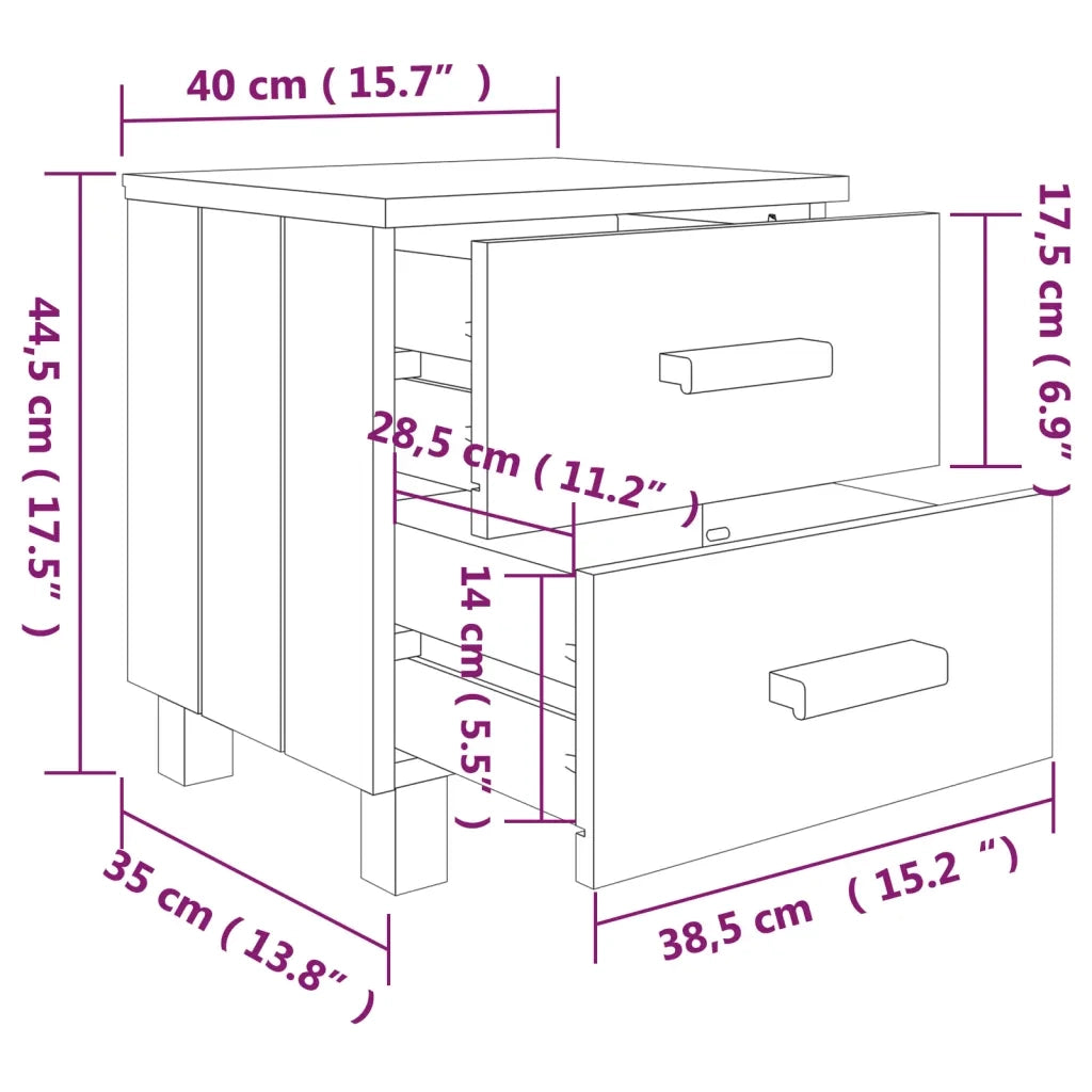 Comodini HAMAR 2 pz-Set di 2 Tavolino da notte ambra 40x35x44,5 cm Legno Massello di Pino