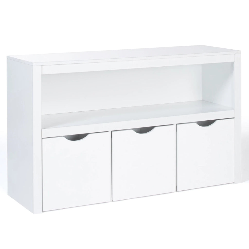 IDMarket - Libreria per bambini MANA in legno bianco con 3 cassetti cubici su rotelle