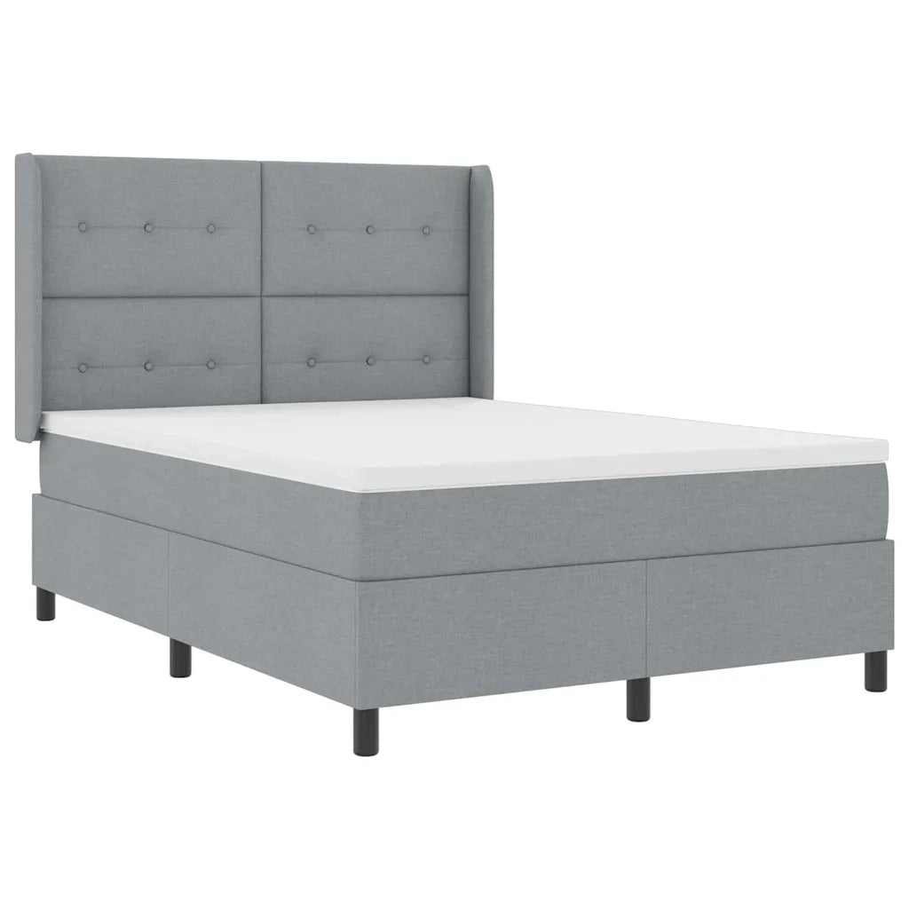 Letto a molle con materasso Grigio chiaro 140 x 200 cm Tessuto