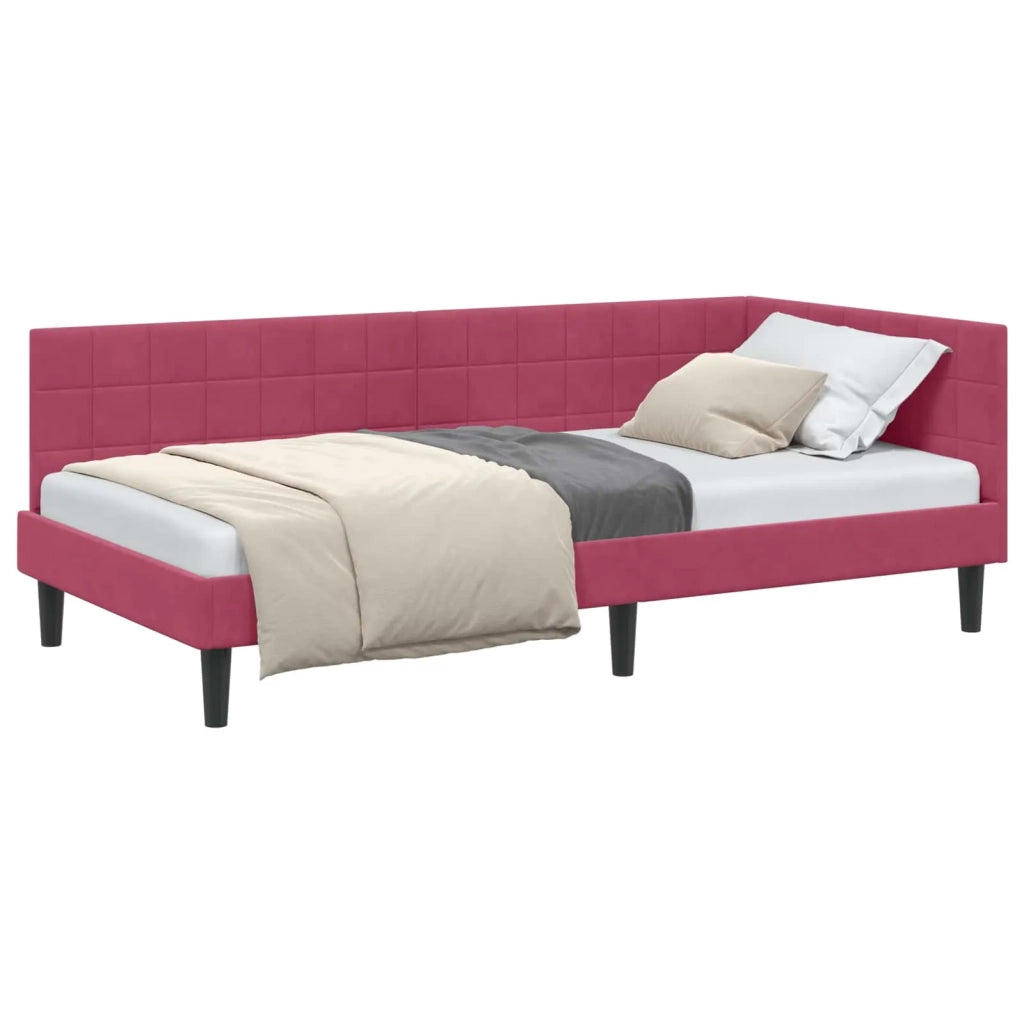 Cornice del letto ad angolo Rosso Vino 90 cm x 200 cm Velluto 42016432