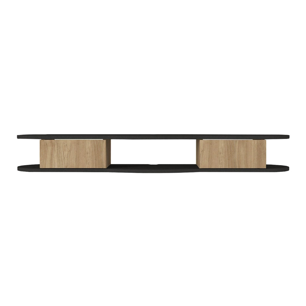 Mobile Porta TV Nyskiri da Parete con Ante a Ribalta 150x35x19 cm - Antracite/Effetto Rovere [en.casa]