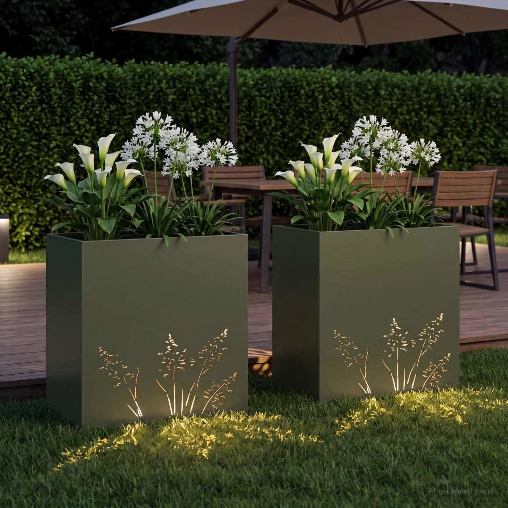 Vaso da giardino 2 pz Verde Oliva 50 x 30 x 49 cm 8005813