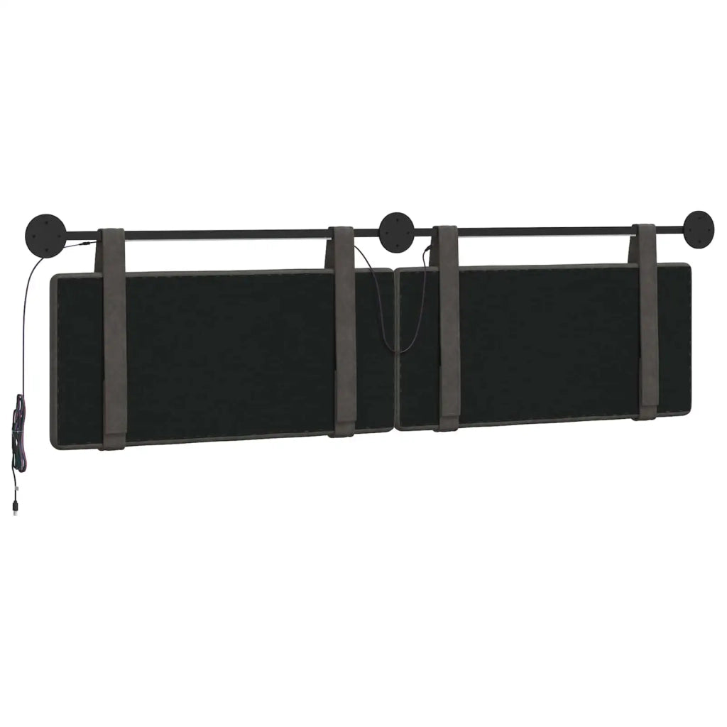 Testiera sospesa Con luce LED Nero PU Antico 3424241