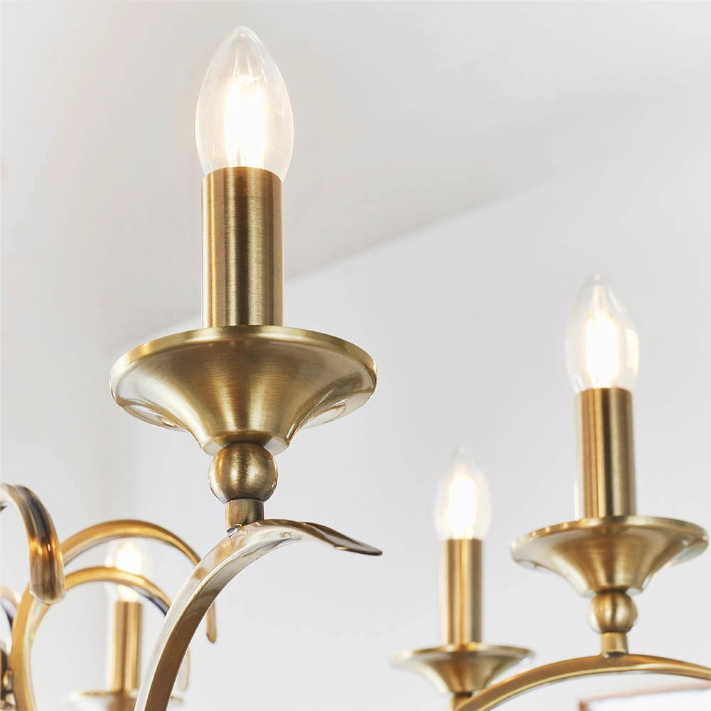 Lampadario a sospensione Kora ottone antico 8xE14 Endon