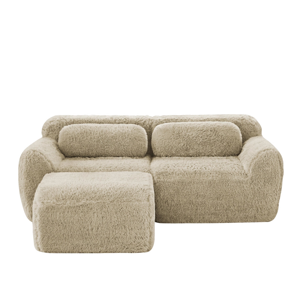 Divano L a 2 posti in peluche - Zephmum- Modulare combinabile con cuscini