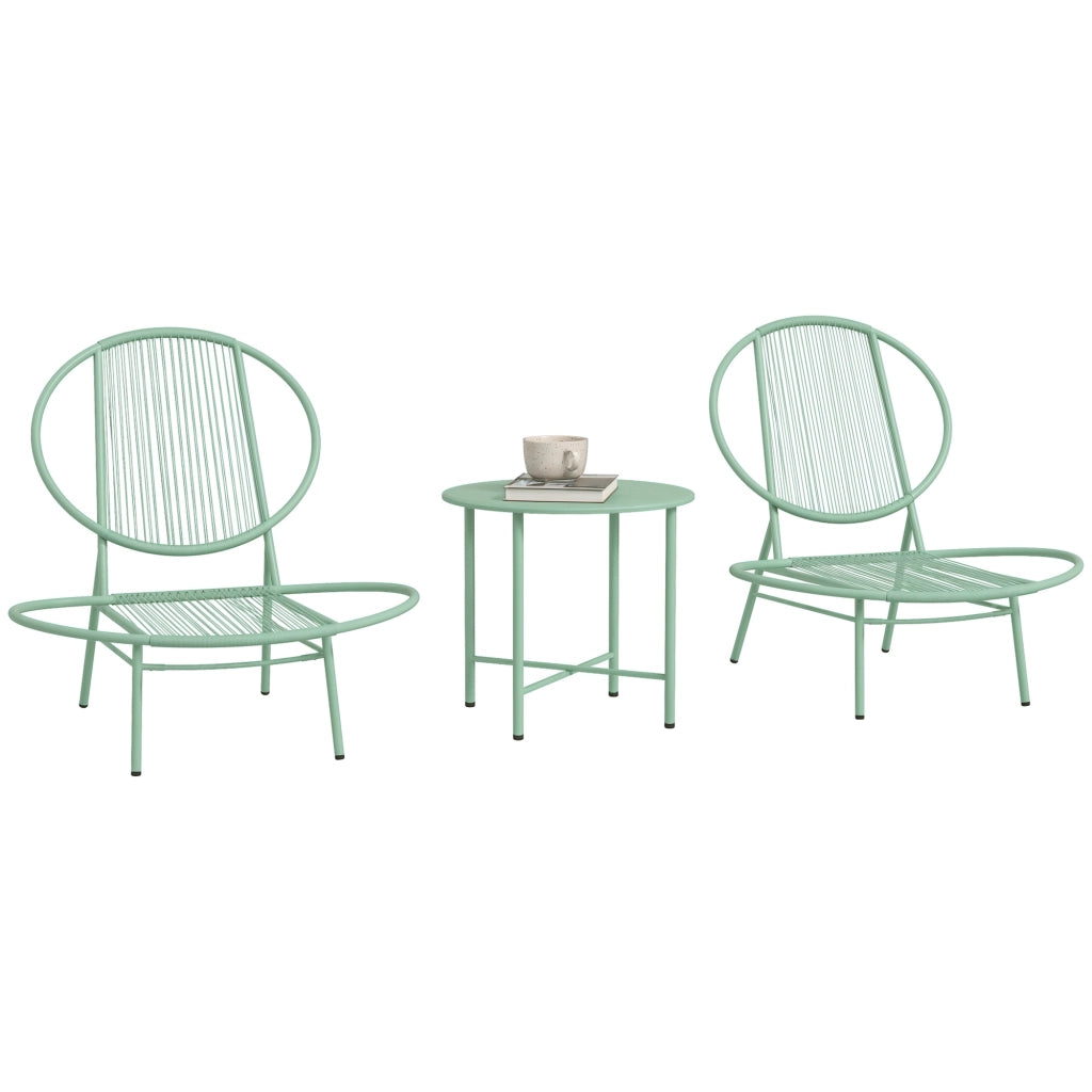 Set Bistrot 3 Pezzi in Polyrattan ¨C Minimal ¨C Grigio Verde