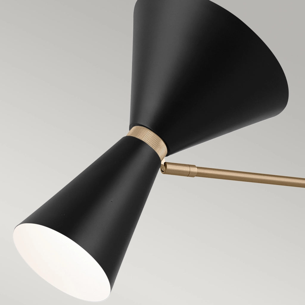 Lampada sospensione lineare Phix 130cm ottone/nero 4xE27