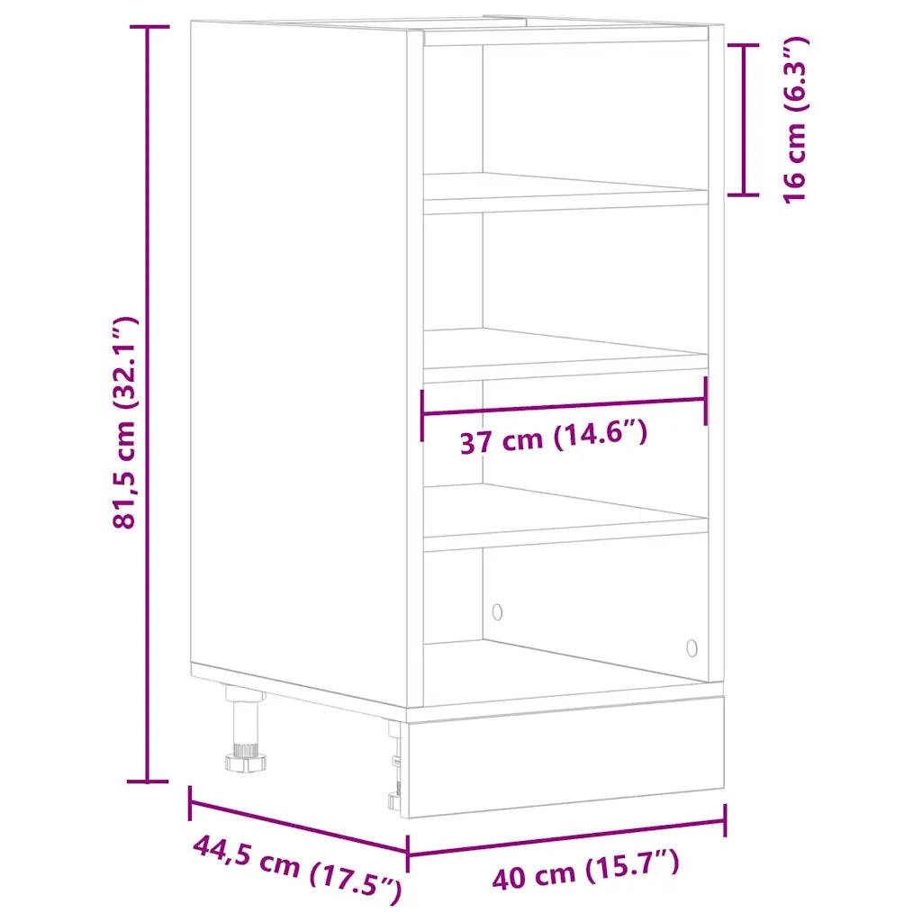 Armadio Inferiore “Riga” Legno Antico 40x44,5x81,5 cm 854209