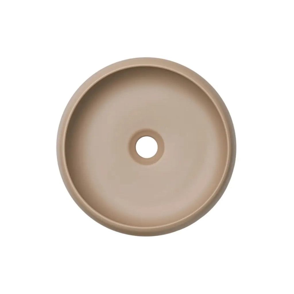 Lavabo da appoggio rotondo 36 cm in ceramica colore cappuccino