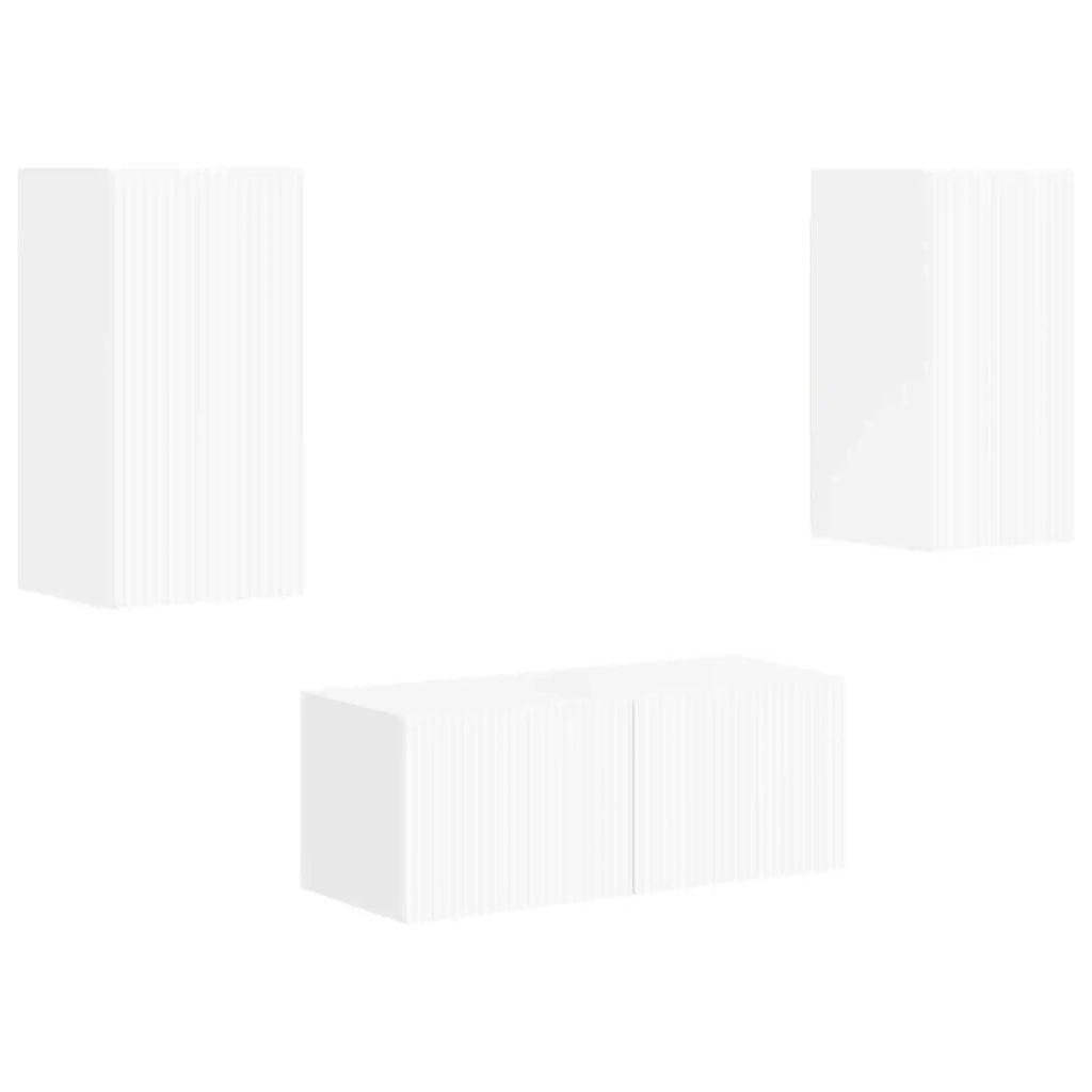 Set mobile TV 2 pcs Bianco Lucido Legno multistrato