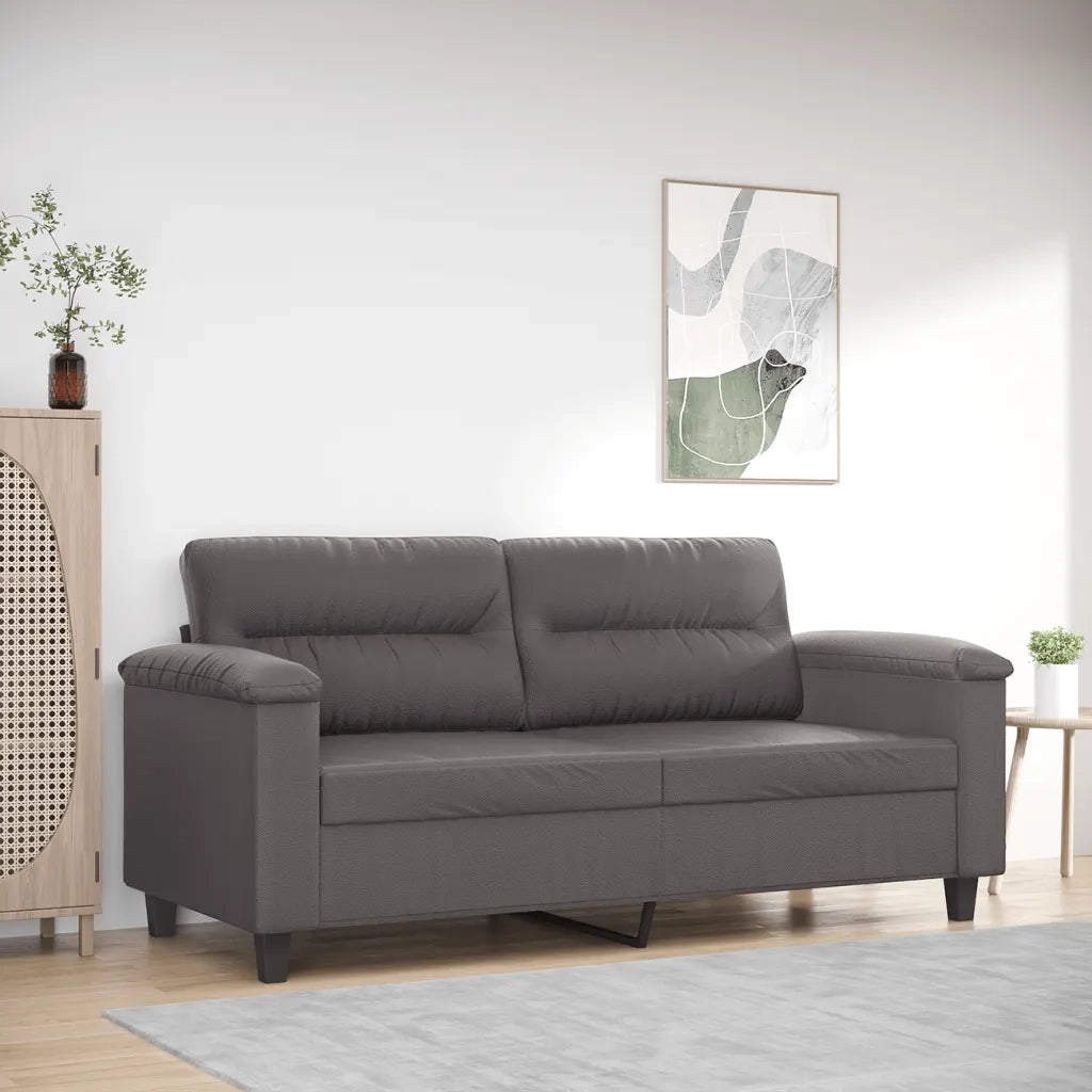 Divano a 2 Posti-Sofa 2 Posti Grigio 140 cm in Similpelle 811664