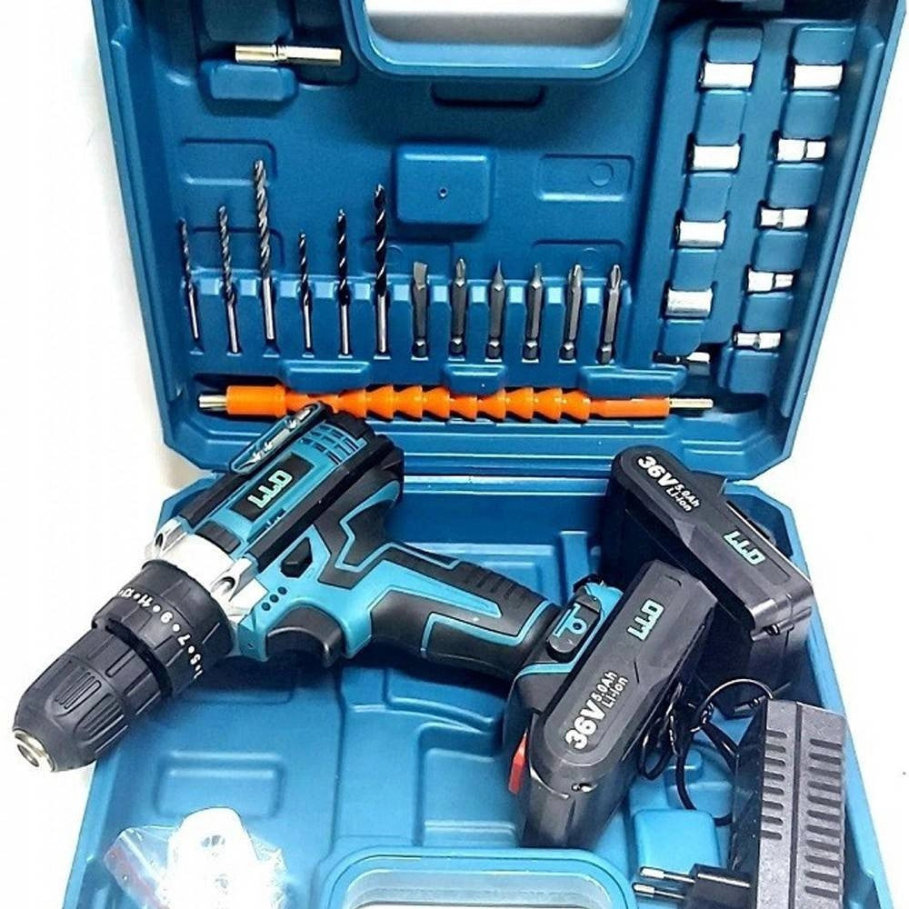 Trade Shop - Trapano Avvitatore Doppia Batteria A Litio 36 V Max + Valigetta 26 Accessori Lld -