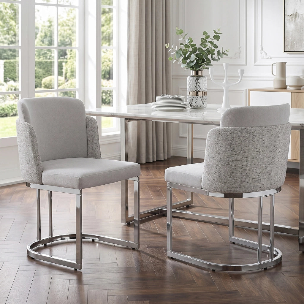 SEDIA Set da 2 pezzi Chenille Grigio e Argento