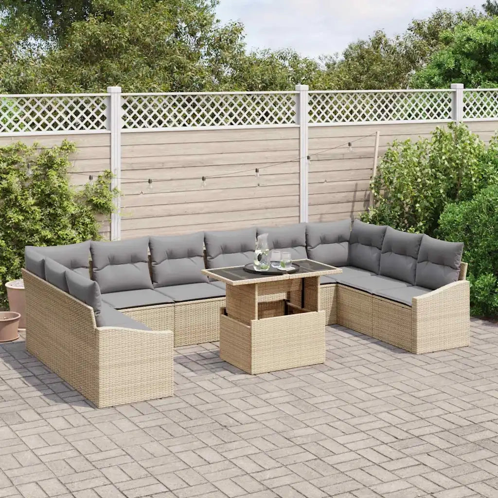 Set Divano da Giardino con cuscino 11 pcs Beige e Grigio Chiaro 3357813