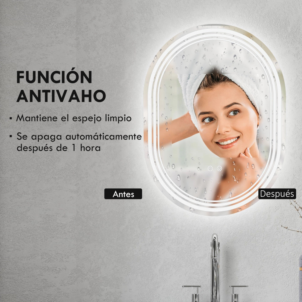 Specchio da Bagno con Luce LED ¨C Minimal ¨C Bianco 70x50 cm