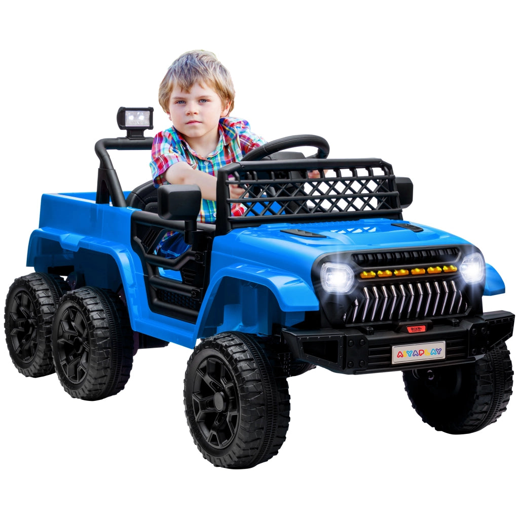 Auto elettrica per bambini con rimorchio e luci LED ¨C zephmum ¨C Blu