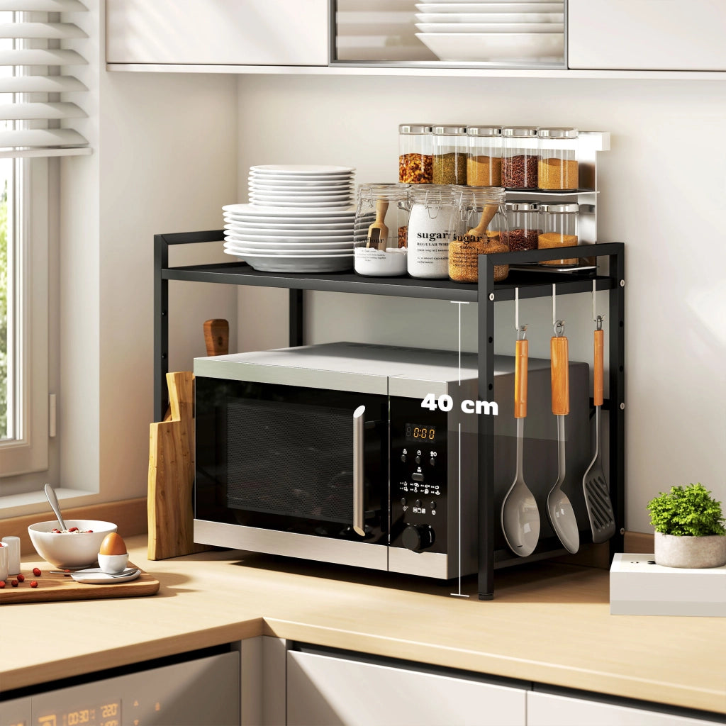 Tavolino da cucina estraibile con 3 ganci ¨C zephmum ¨C Nero, Metallo, 40 cm