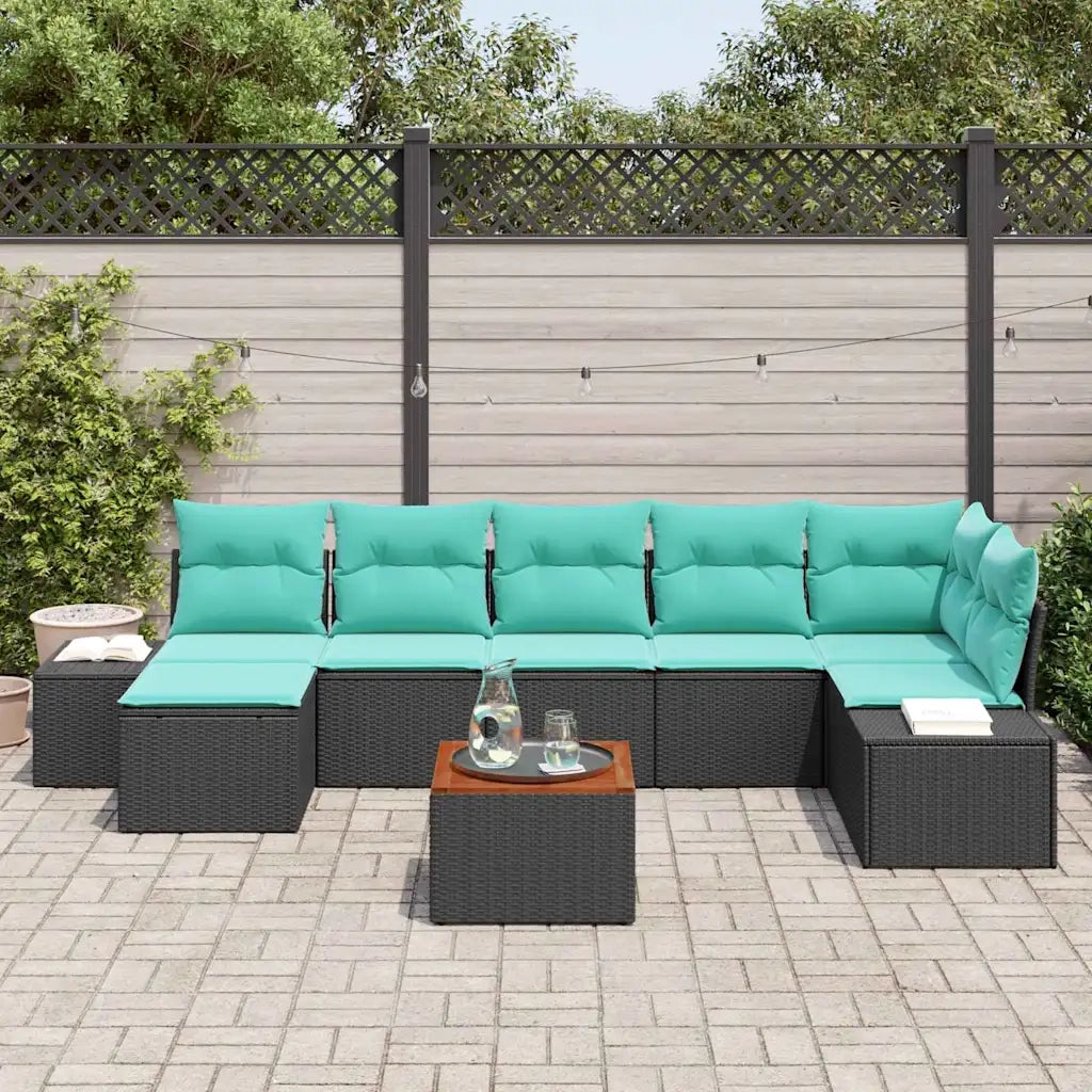 Set Divano da Giardino 8 pz Nero polyrattan 3347991