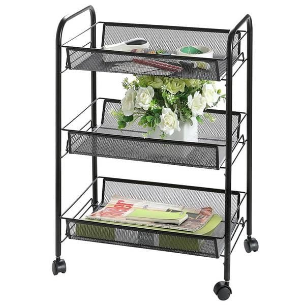 Valora SCAFFALE DA CUCINA MOBILE SU RUOTE Contenitore compatto 3 ripiani