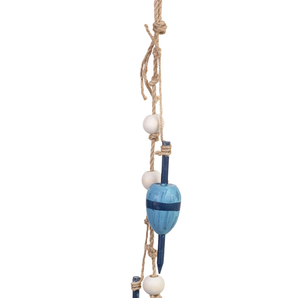 Campanello a vento in legno blu, 6x4x70h cm