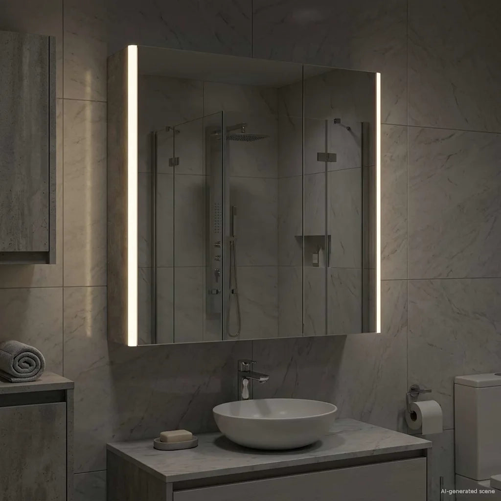 Mobiletto per specchio da bagno Grigio cemento 889242