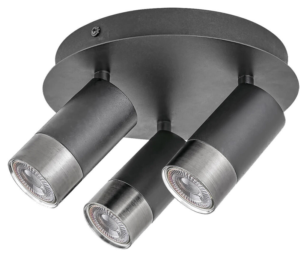 Faretto da soffitto 3xGU10 nero/argento Rabalux Zircon