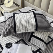 Coperte per cuscini in patchwork, due coperte per cuscini in polyester, 48 x 74CM, grigio chiaro