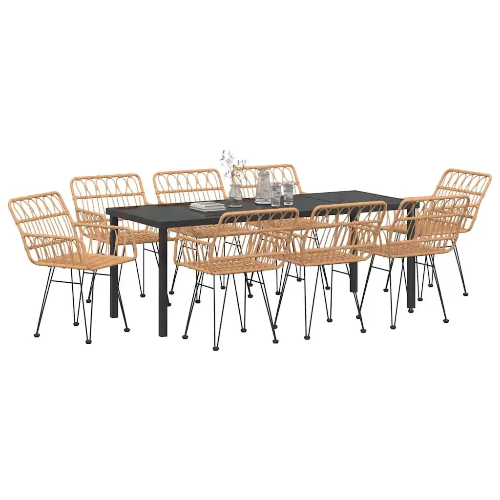 Set da Pranzo per Giardino 9 pcs Marrone 3379183