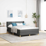 Letto a molle con testiera Grigio scuro 190 x 140 cm Poliestere