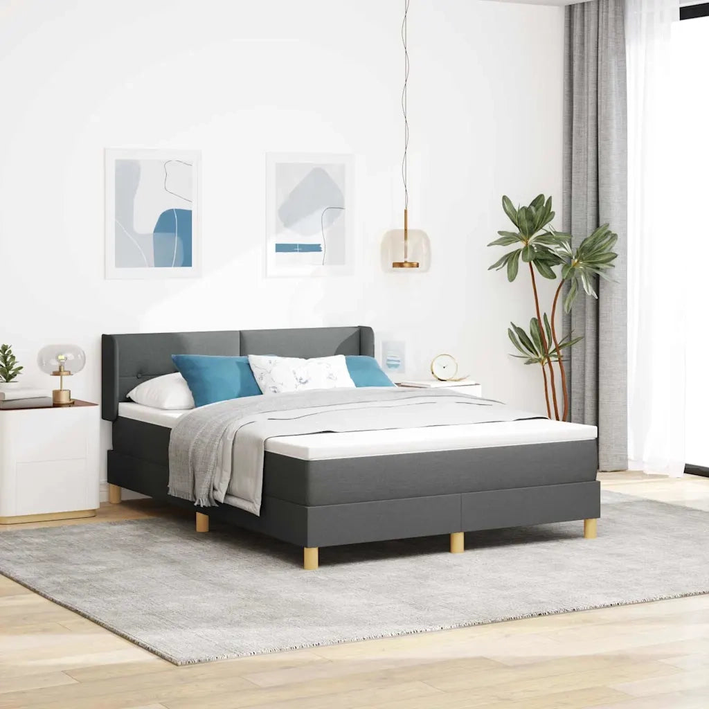 Letto a molle con testiera Grigio scuro 190 x 140 cm Poliestere