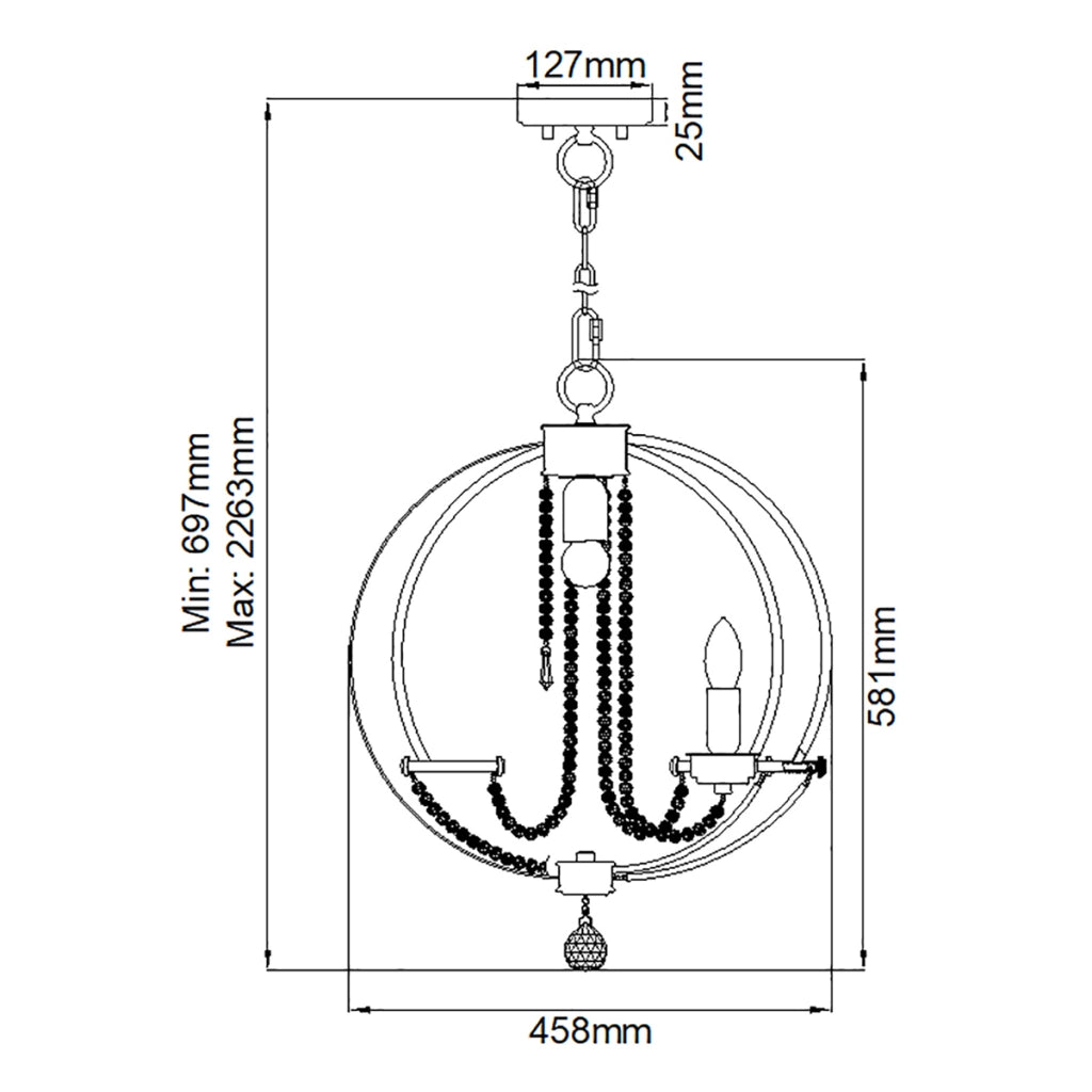Lampadario a sfera Cassie Elstead Ø46 nichel 3xE14