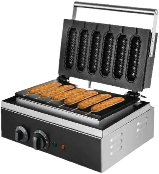 Cucinatore di Wafel e Corn Dog elettrico - non-stick - per Muffin e Sticks - 1500W - 220V - Nero