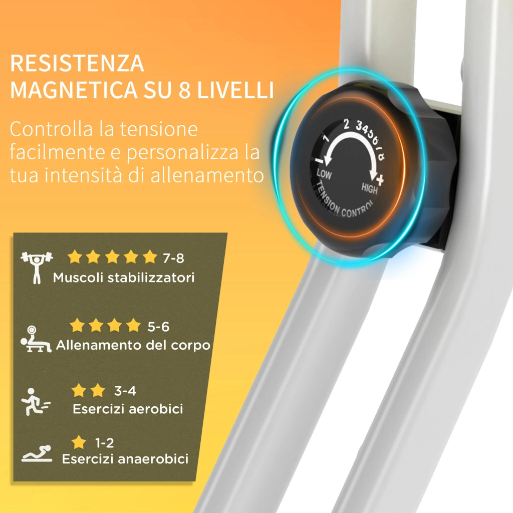 Cyclette Pieghevole Magnetica ¨C Xylo ¨C 8 Livelli Resistenza, LCD, 43x97x109cm, Giallo