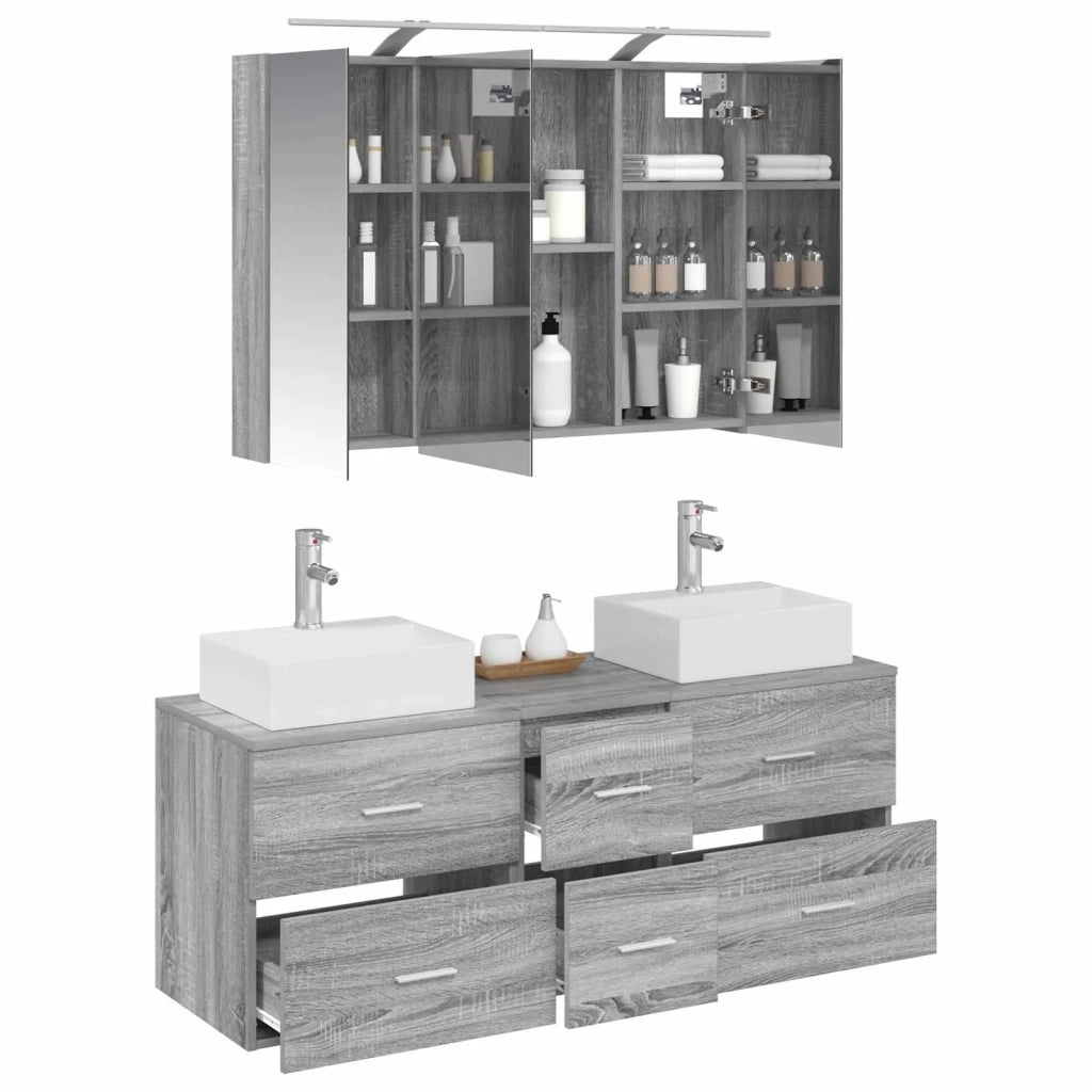Set di mobili per il bagno 4 pz Sonoma grigio 3406820