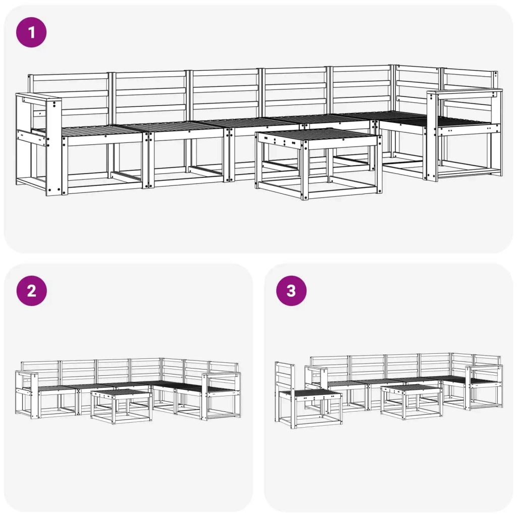 Set di divani da esterno 7 pcs Naturale
