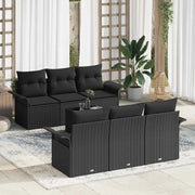 Set Divano da Giardino con cuscino 7 pcs Nero polyrattan 3345253