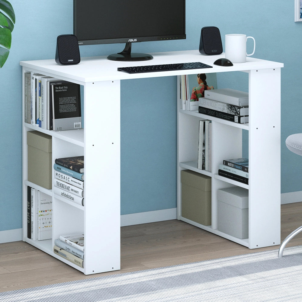 Vicco Scrivania con ripiani Bianco 90 x 60 cm