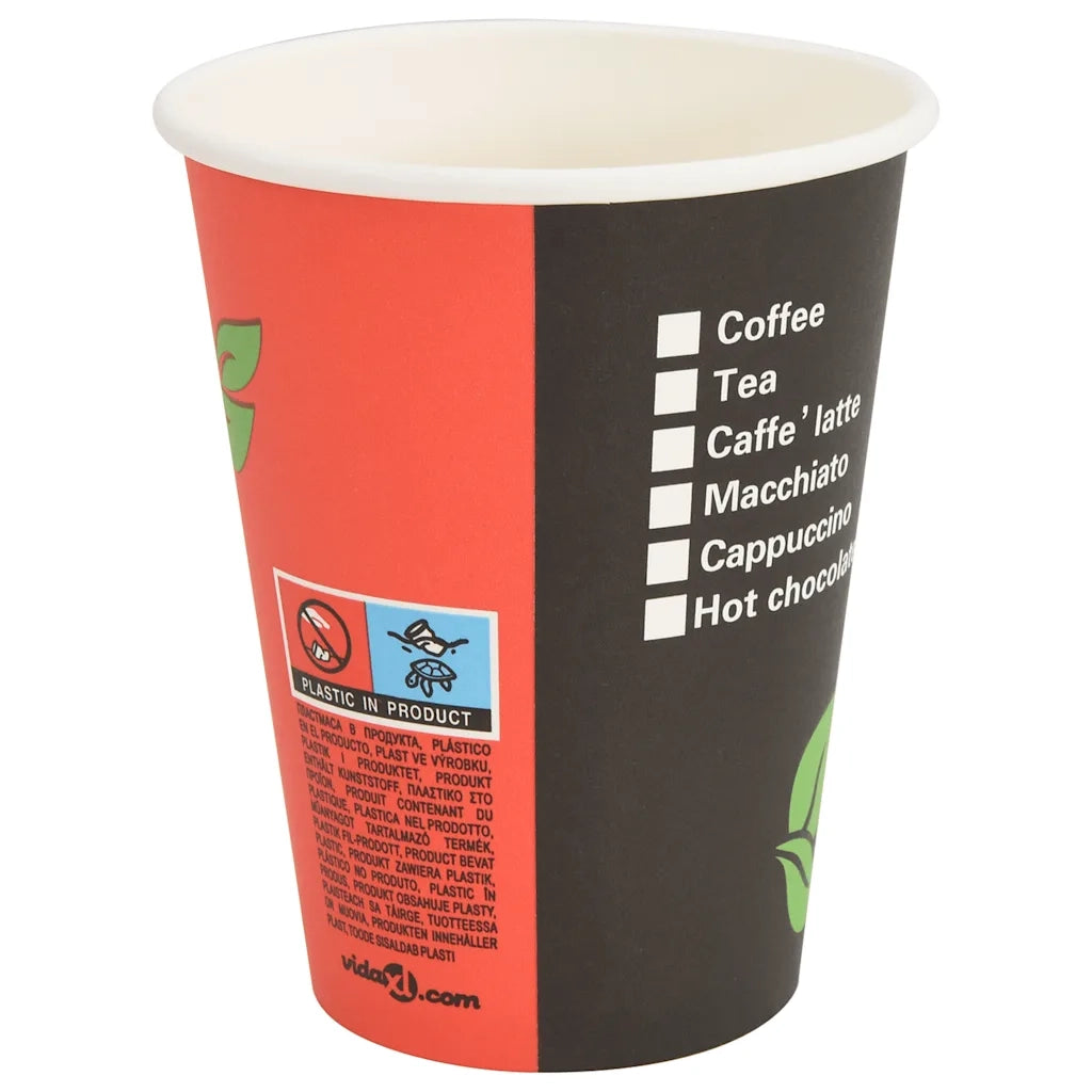 Bicchieri da Caffè in Carta 1000 pz 12oz 300ml Rosso e Nero 4102788