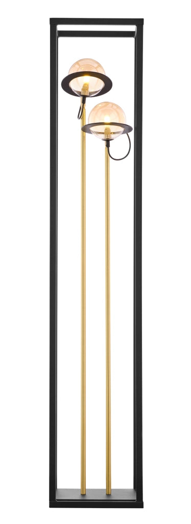 Lampada da terra PLANET nero oro sfere ambra 2xG9 Jupiter