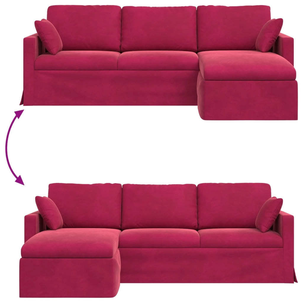 Divano Rosso Vino 228 x 134 x 80 cm Velluto 42024472