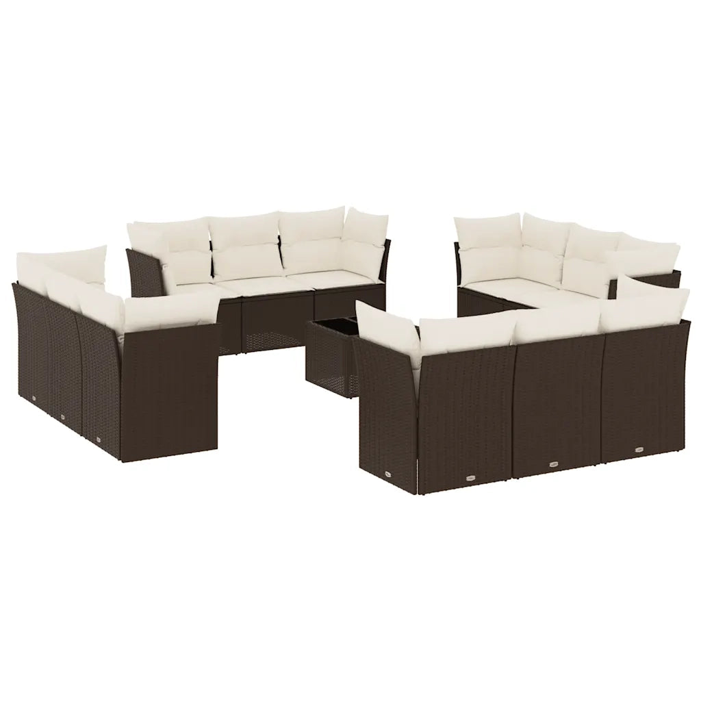 Set Divani da Giardino 13 pz con Cuscini Marrone in Polyrattan 3249182
