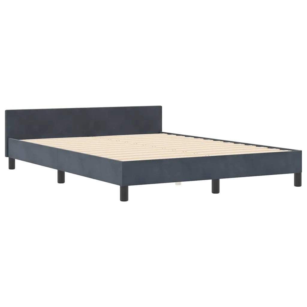 Letto a molle con testiera Grigio scuro 140 x 200 cm Velluto